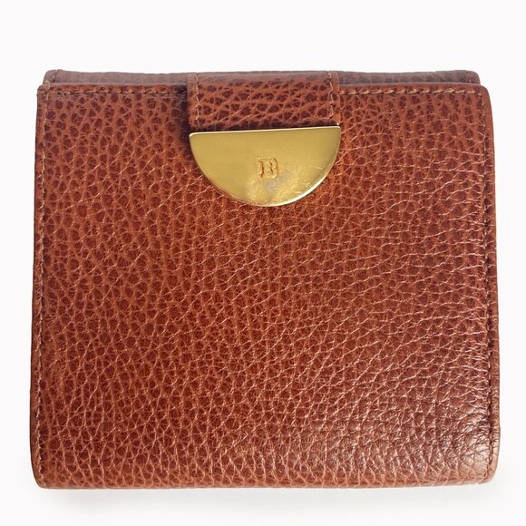 Bally Wallet French Purse Small Bifold Tan Grained Leather Vintage Y2K - Picture 2 of 11